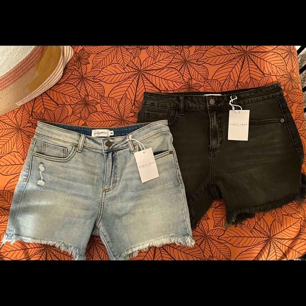 NWT Carly Jean LA Revy shorts // charcoal + light wash // size M